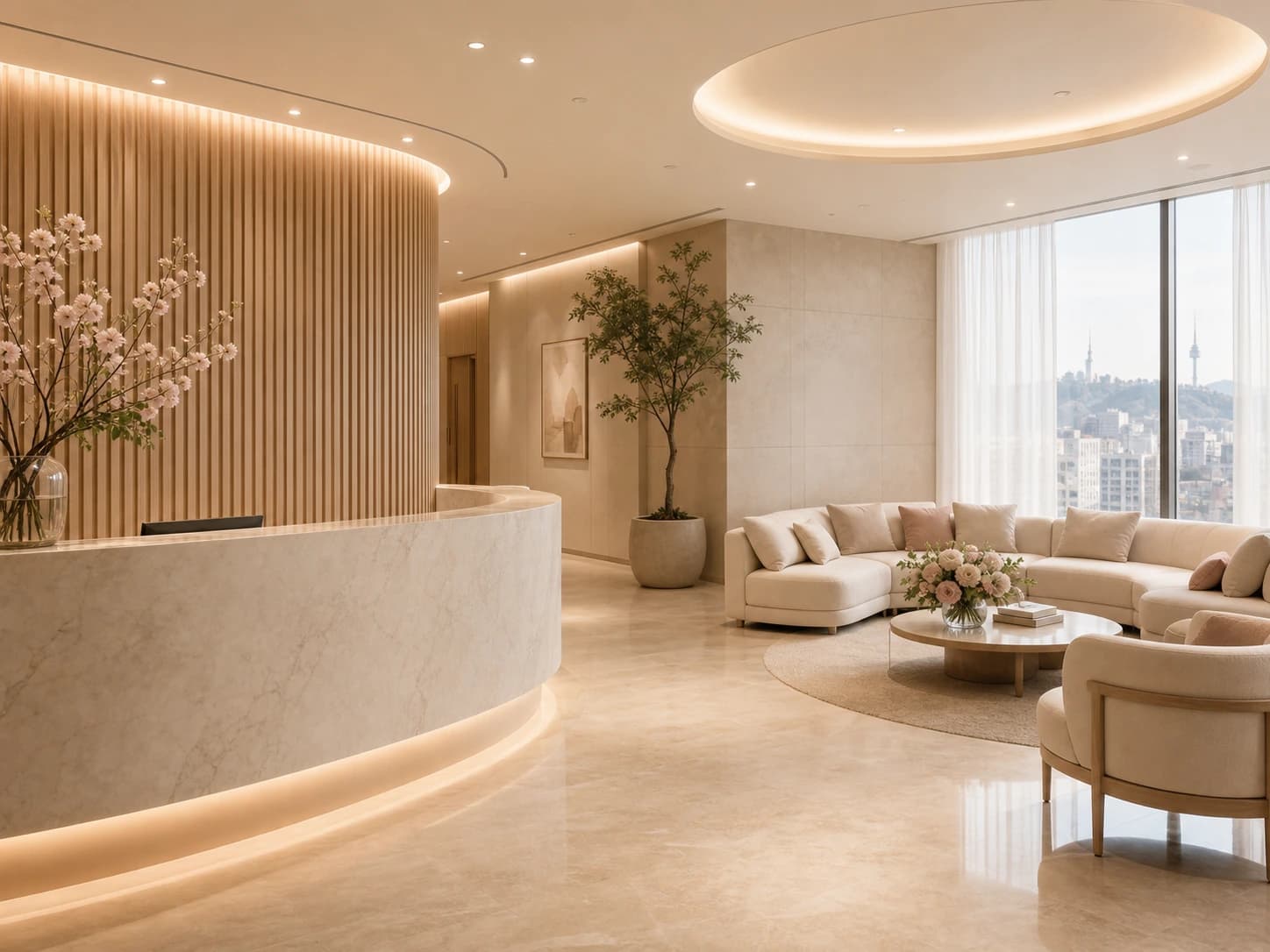 A calm, modern Seoul dental clinic interior