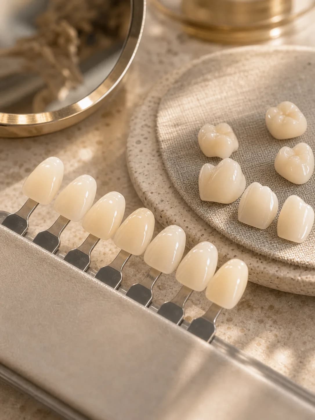 Ceramic shade tabs used to match a veneer to your natural teeth