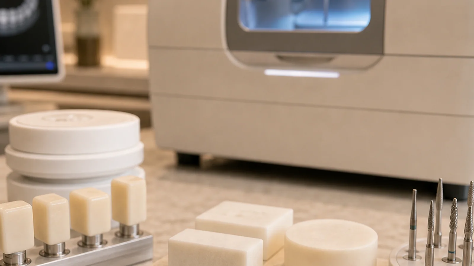 A clinic's on-site lab milling a full-arch restoration
